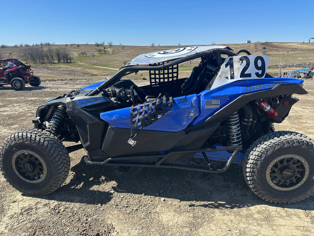 Blue Ball, a blue Can-Am Maverick X3, before two rollovers reshaped Roshan Vani’s approach to dirt driving.